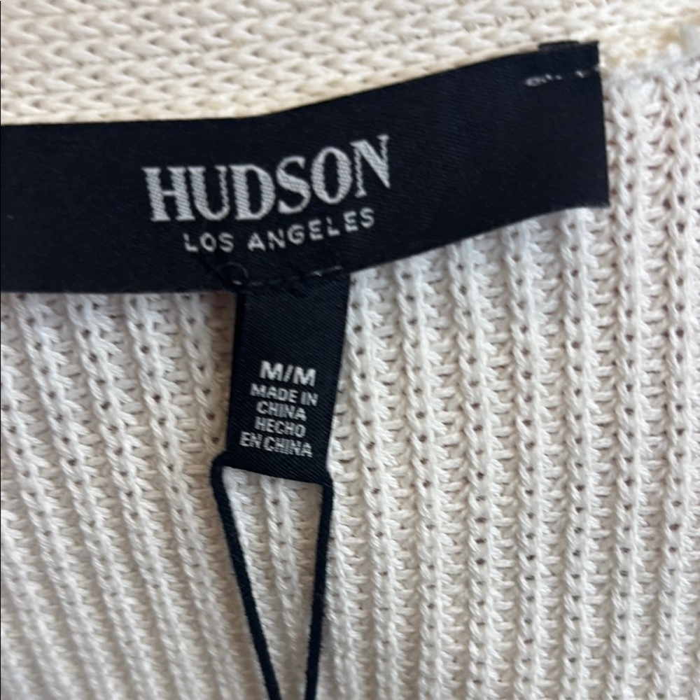 NWT. Hudson LA White Cotton Button-Up V-Neck Cardigan Sz M - Picture 3 of 10
